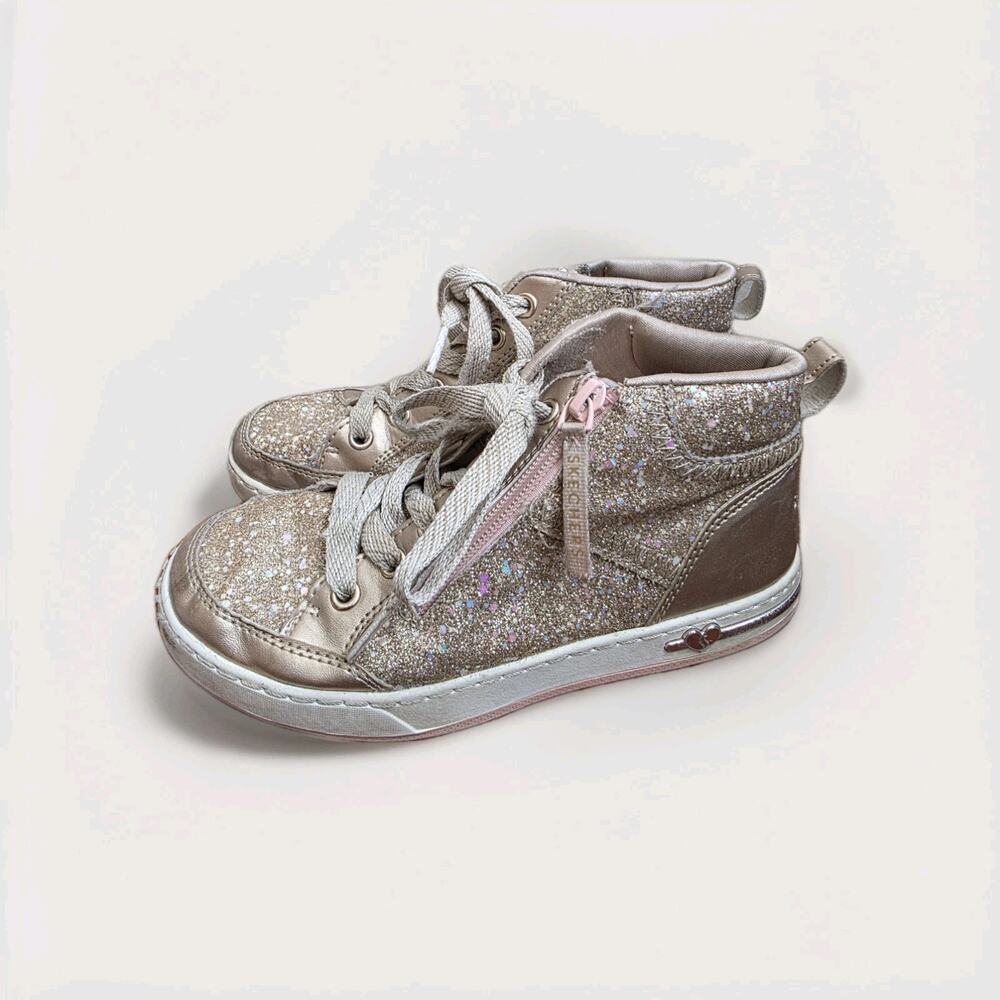 Sketchers Shoutouts Glitter Queen Sneaker Girls Size 2 Glam Sparkle Gold Pink - Picture 3 of 10